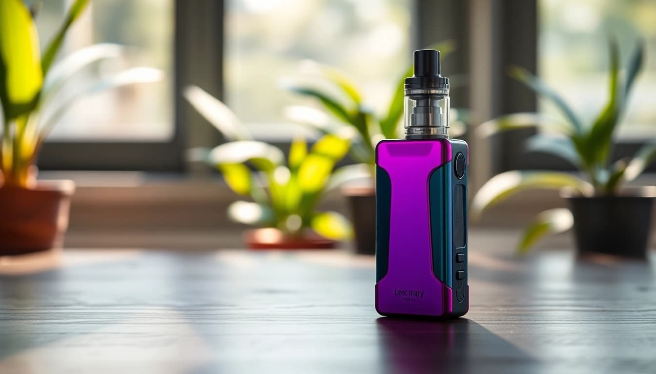 Showcasing a stylish lost mary vape device, emphasizing its sleek design and vibrant colors.