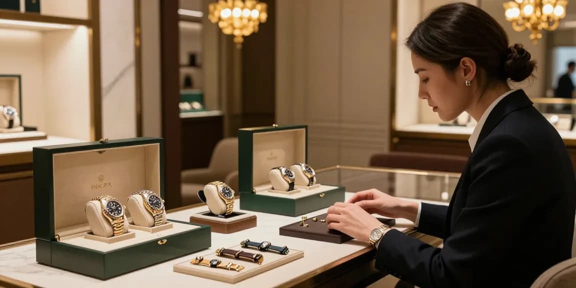 Exquisite rolex replica watches on display in a luxury boutique setting, showcasing craftsmanship and elegance.