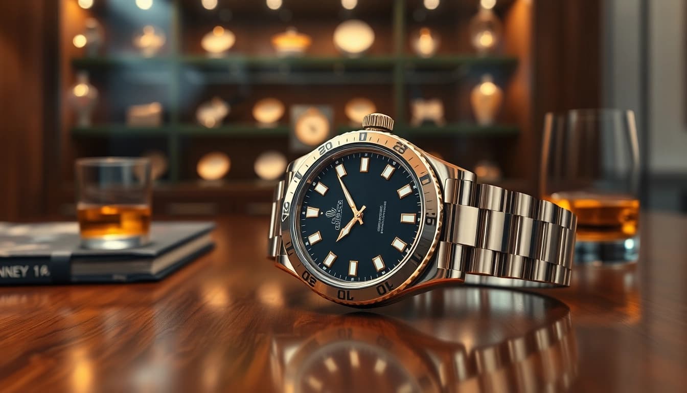 Admiring a stunning rolex replica showcasing intricate details and luxurious design elements.