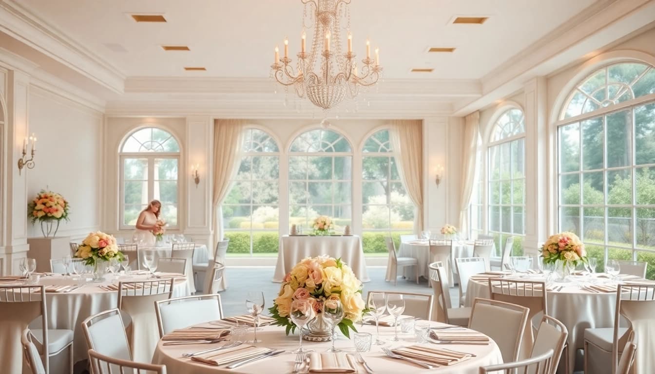 Beautiful wedding event space Jacksonville with elegant décor and natural lighting.