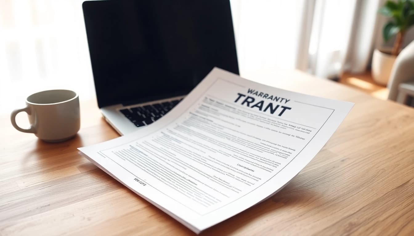 Pretzel warranty reviews and trust showcased in a professional setting with a review document and a laptop.