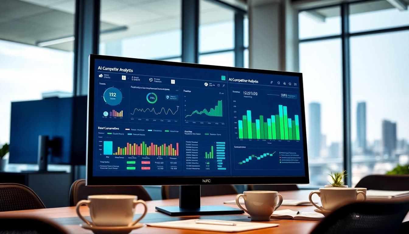 Utilizing AI for competitor analysis tools showcased on a modern analytics dashboard.