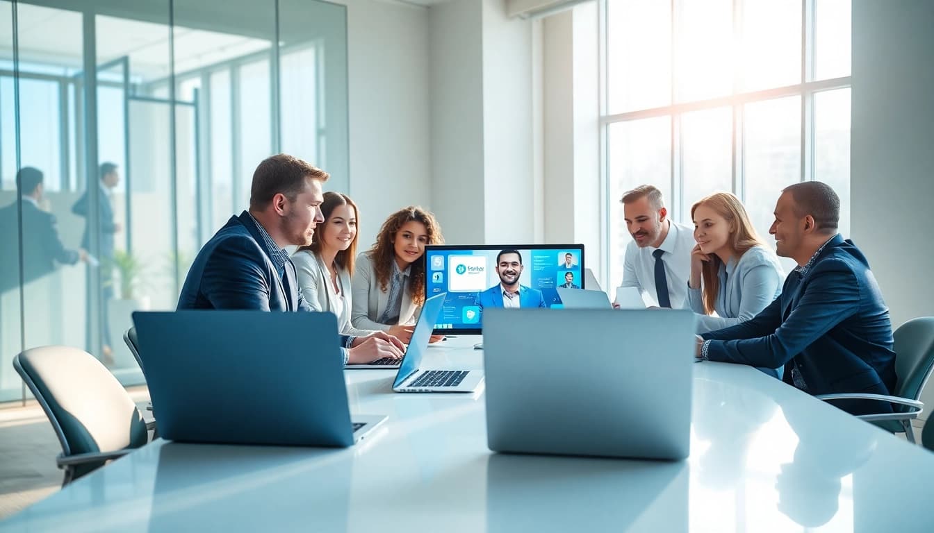 AI assistant for enterprise teams enhancing productivity in a collaborative office environment.