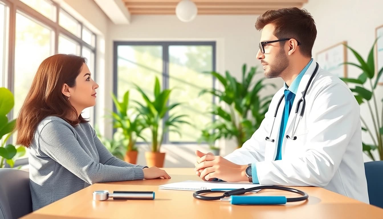 Engaging consultation emphasizing health in a professional clinic environment.