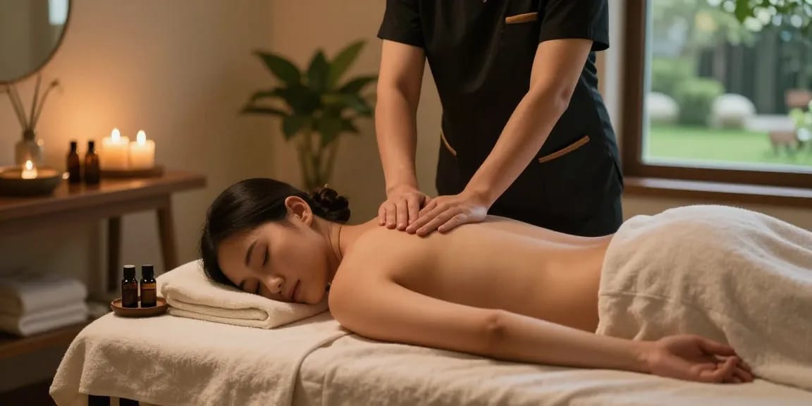 Swedish massage therapy session highlighting relaxation and wellness in a tranquil spa.