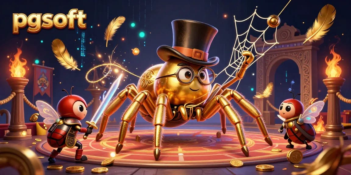 Engage with pg soft slots and immersive casino experiences featuring a golden tarantula in a rich scene.