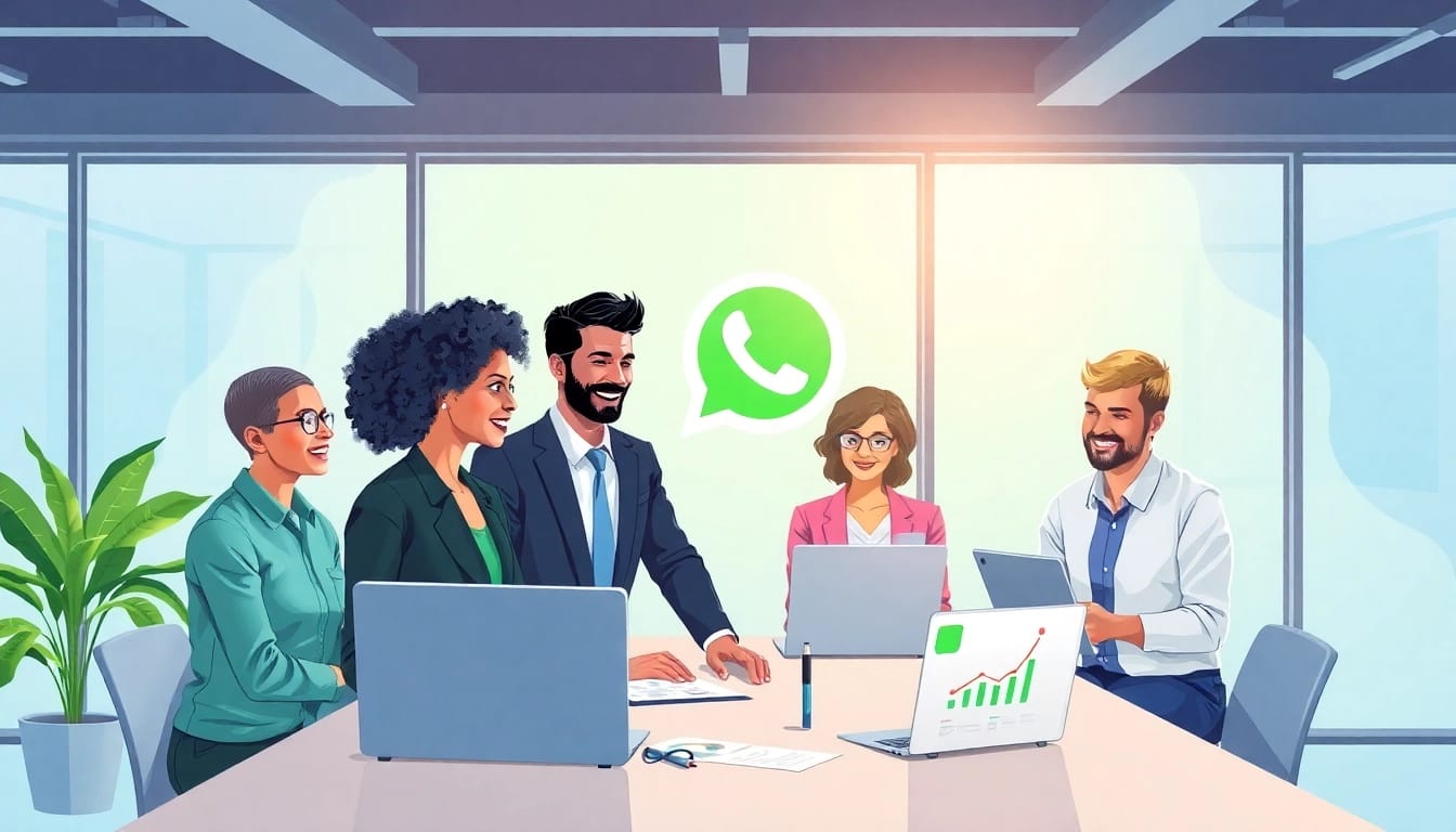 Optimize customer interactions with WhatsApp Business CRM in a vibrant business environment.