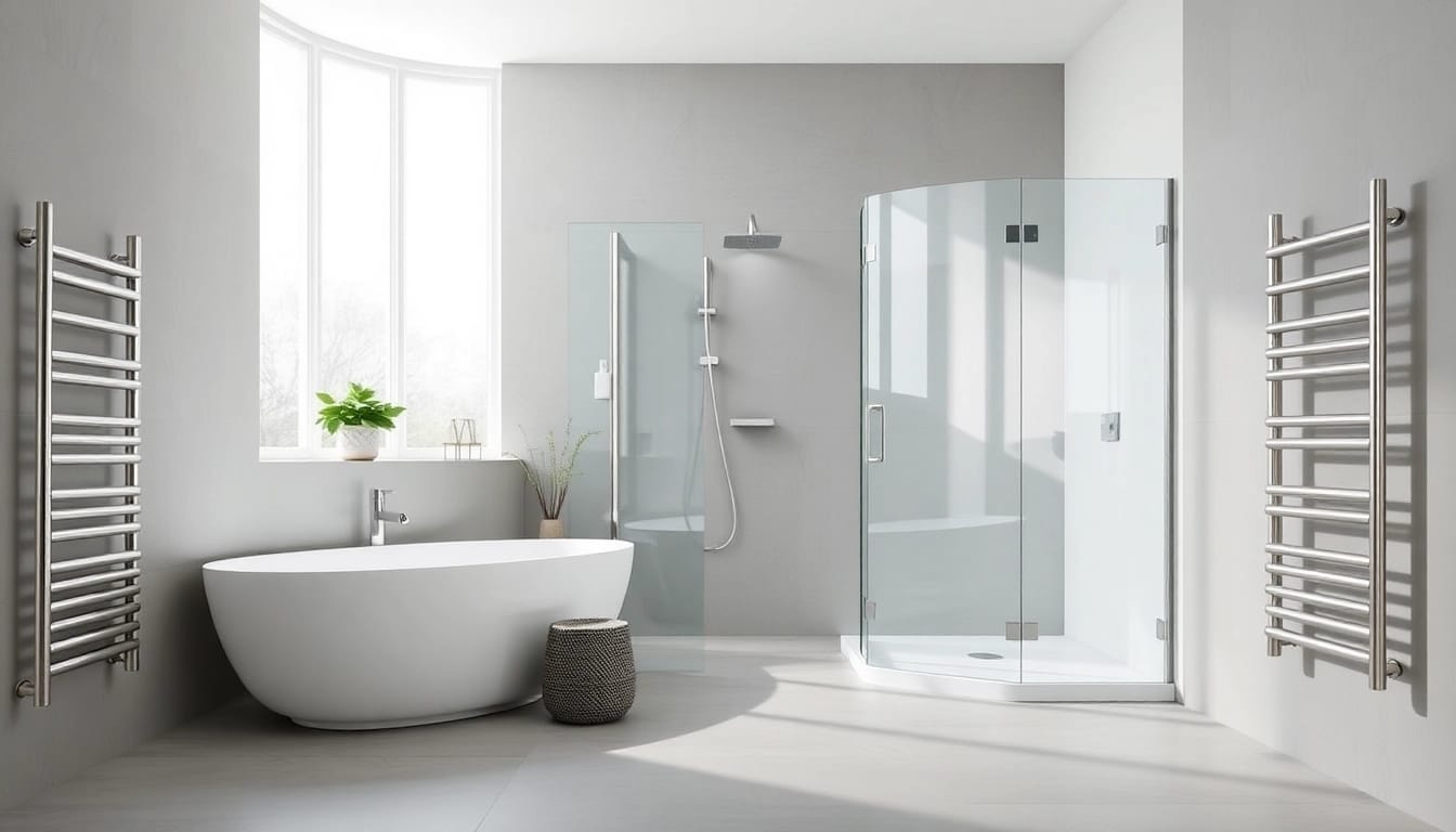 Erleben Sie die hochwertigen Produkte von sonni sanitär GmbH in einem stilvollen Badezimmer mit Glasduschen.