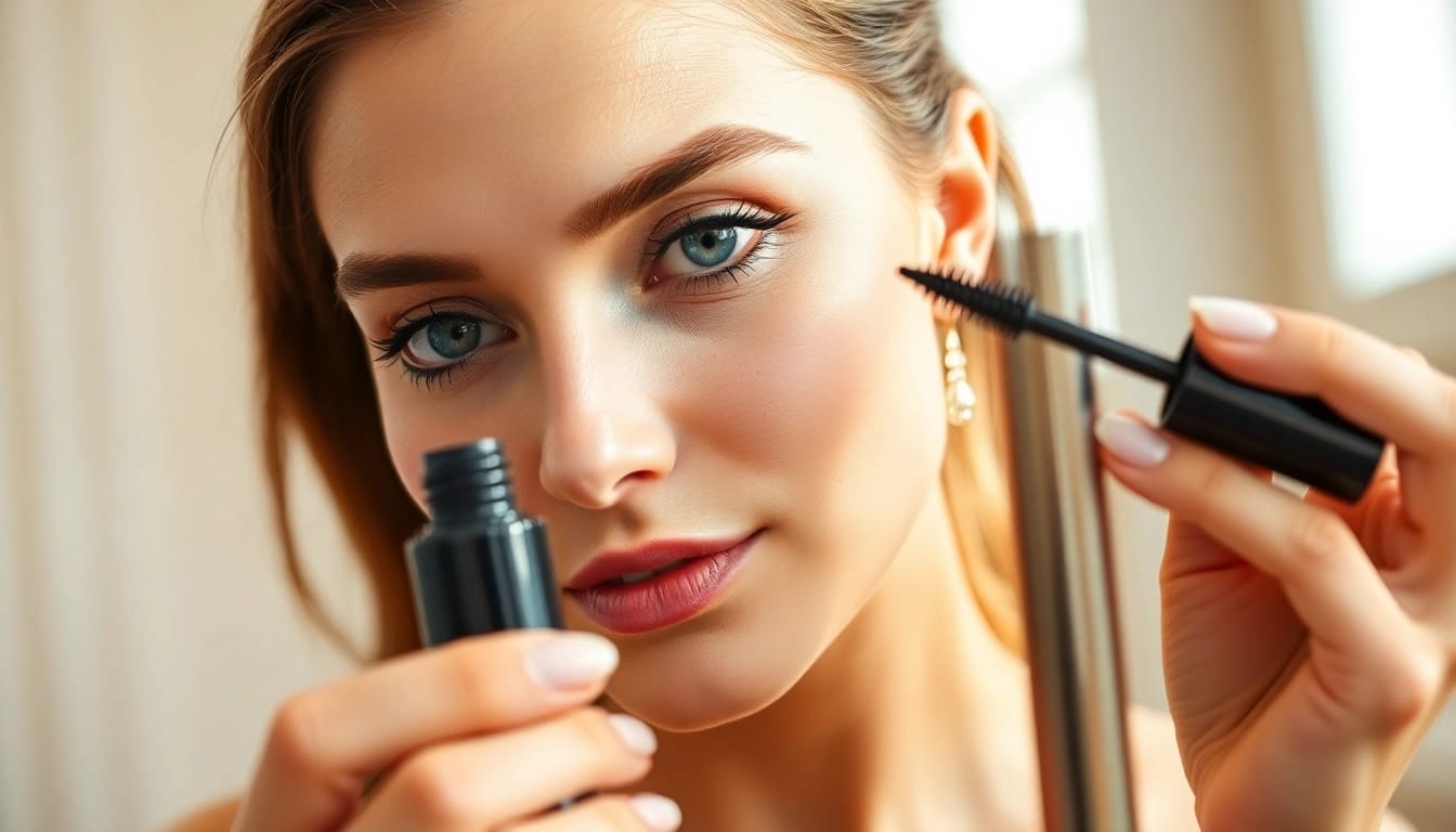Apply luxe waterproof mascara for flawless, smudge-resistant lashes.