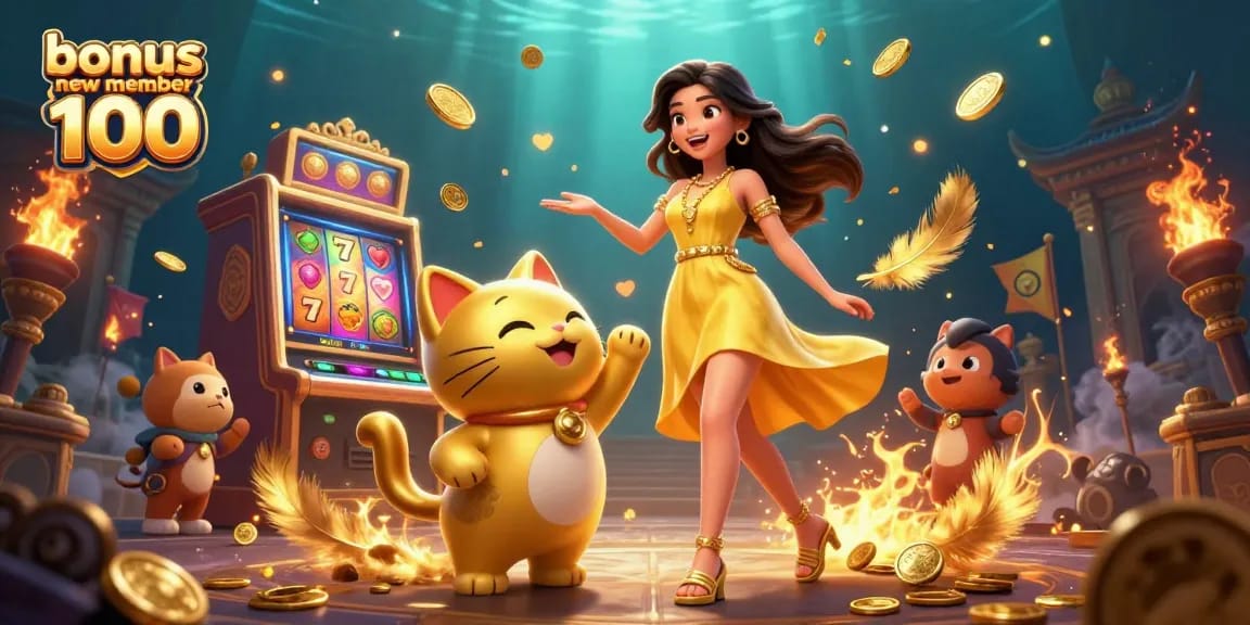Win exciting rewards with bonus new member 100 at the Asian-themed casino illustration.