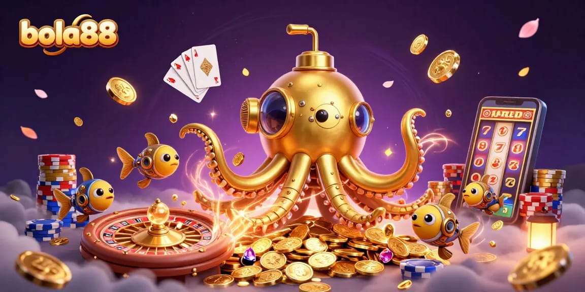 Experience thrilling betting with bola88, featuring dynamic sports betting elements and engaging casino illustrations.