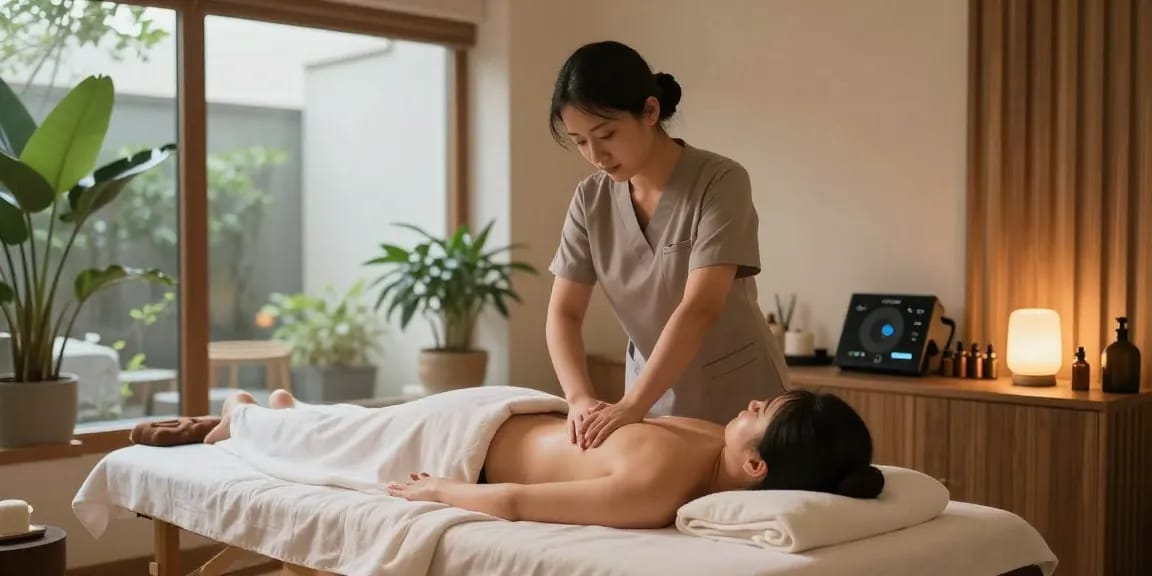 Experience a soothing 스웨디시 massage in a tranquil studio setting with a professional therapist.