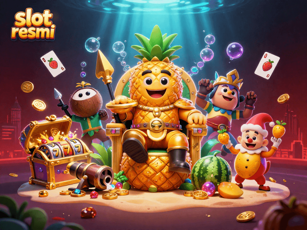 Spin the wheel of fortune with slot resmi, showcasing vibrant characters and casino elements.