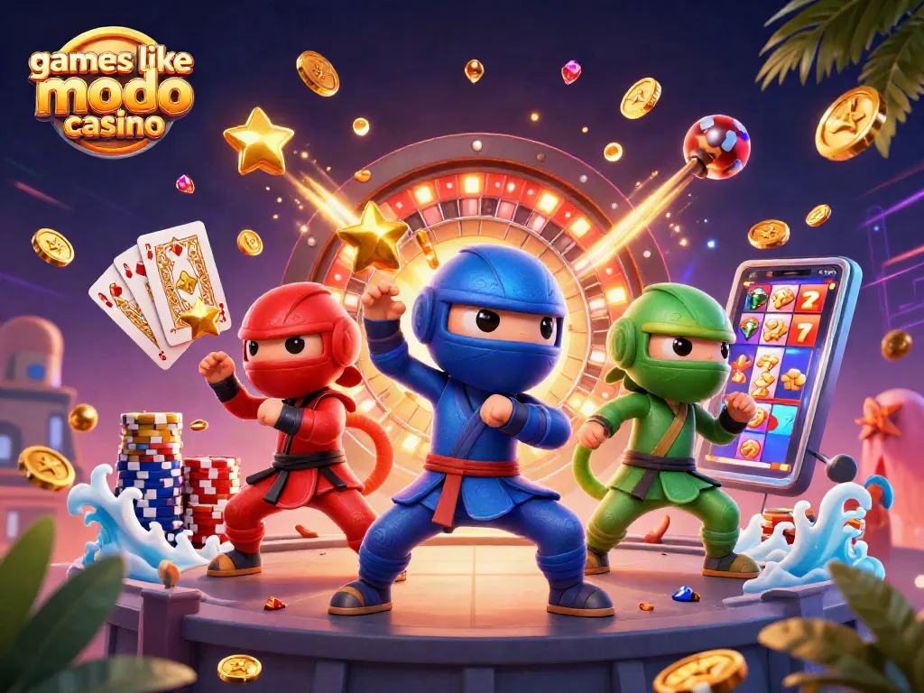 Experience exciting gameplay with games like modo casino featuring colorful characters, coins, and vibrant casino elements.