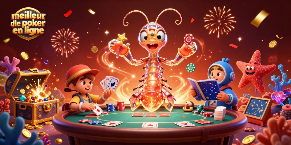 Jouer au poker en ligne sur le meilleur site de poker en ligne avec un décor vibrant de pièces et de jetons colorés.