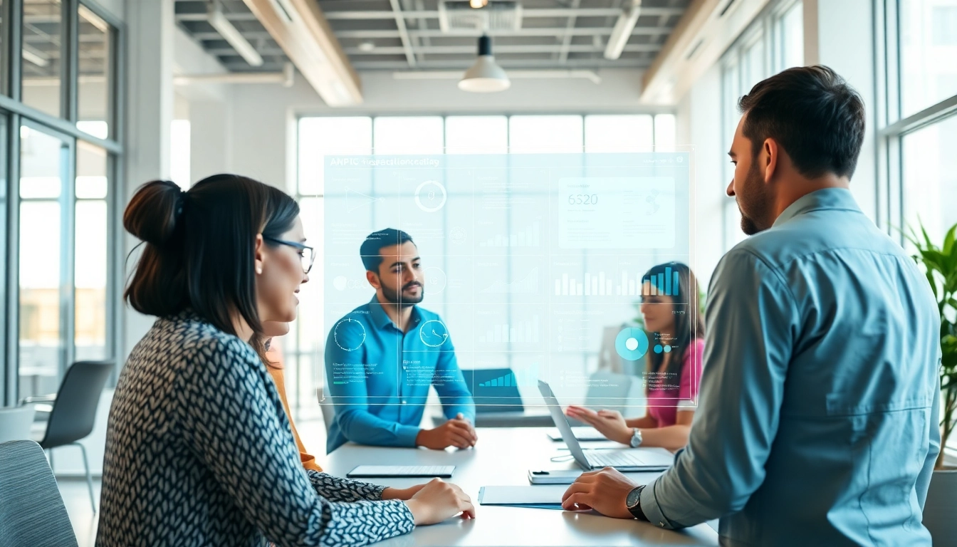 Engaging AI assistant for enterprise teams guiding collaboration in a modern office.
