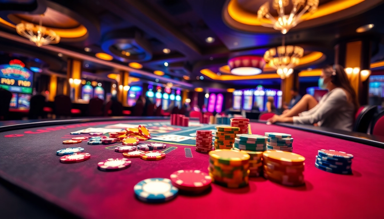 Erleben Sie neue casino bonus ohne einzahlung an einem lebhaften Spieltisch mit bunten Chips.