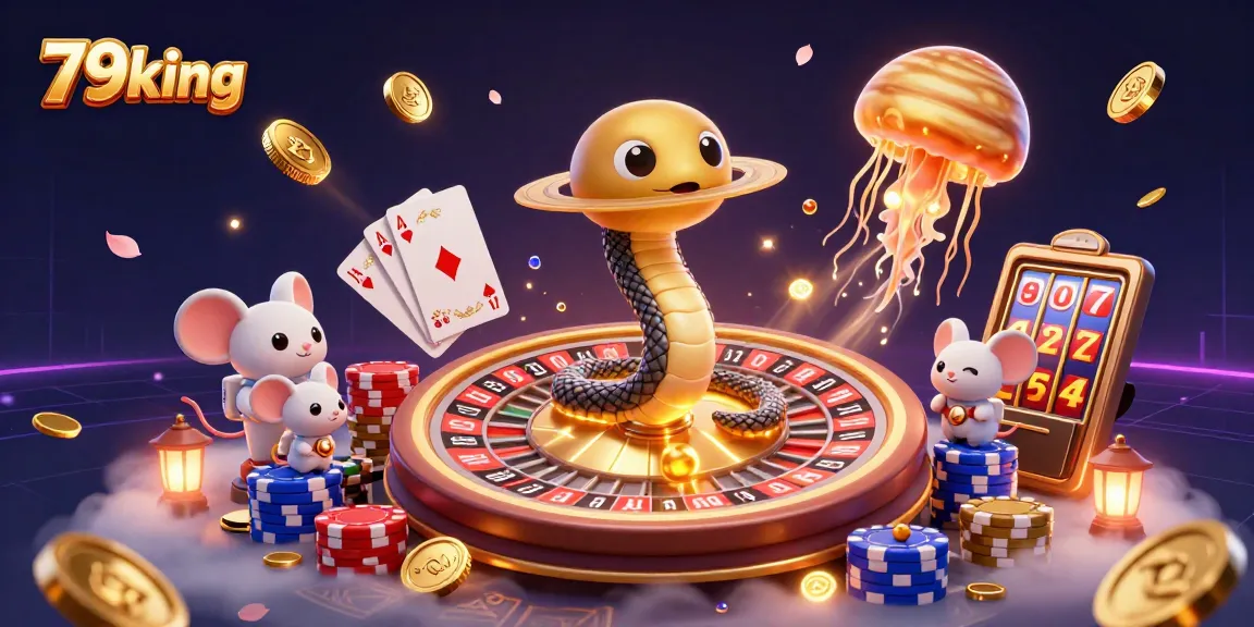 Engage with 79king-inspired cosmic casino scene featuring vibrant gaming themes and animated characters.