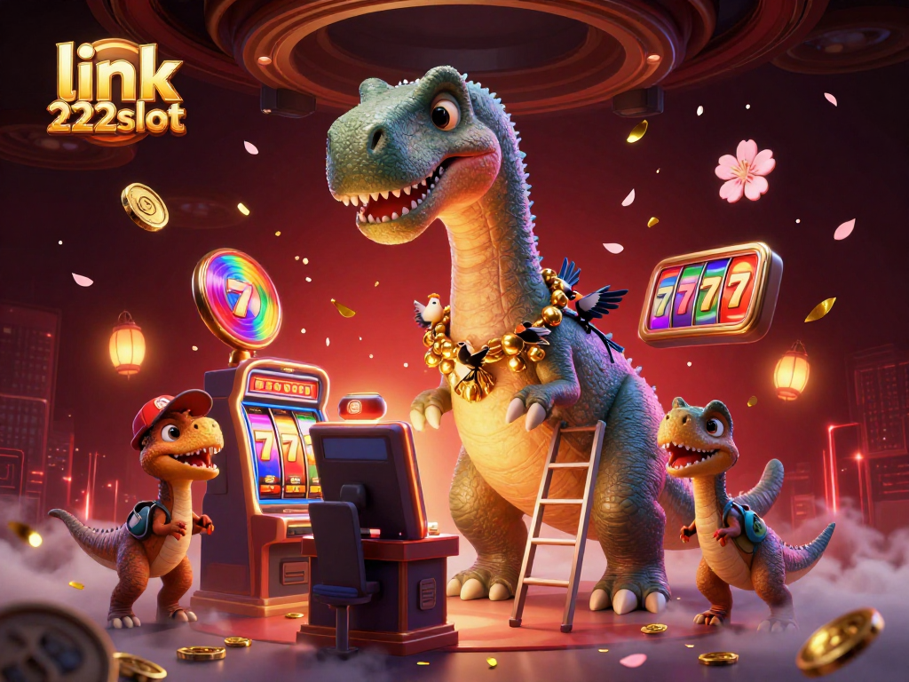 Menang besar dengan link 222slot di ilustrasi kasino yang penuh warna dan detail.