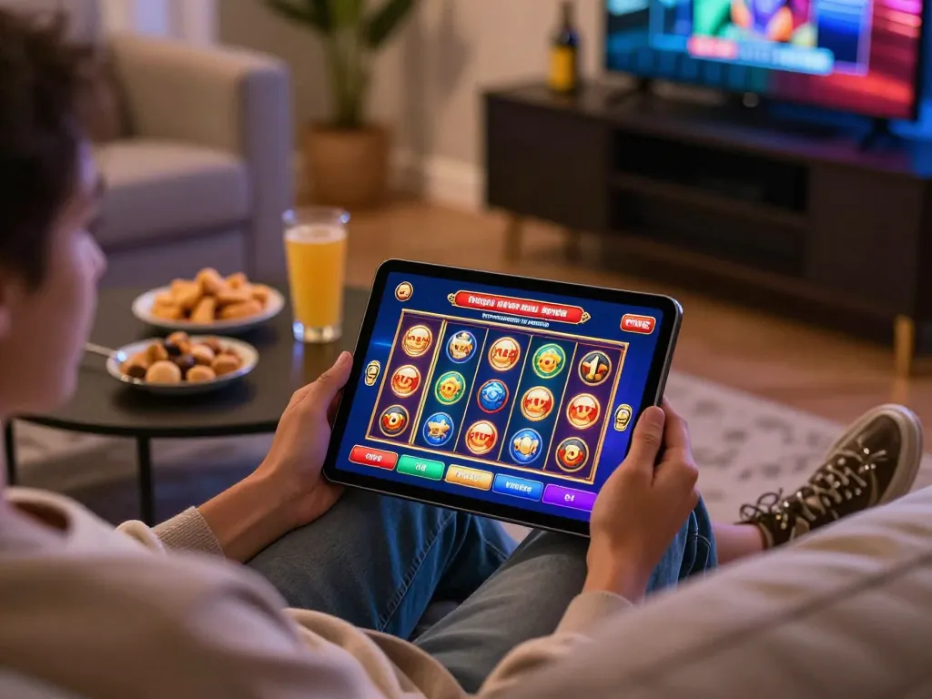 Playing games at casinò stranieri che accettano italiani from the comfort of home using a tablet.