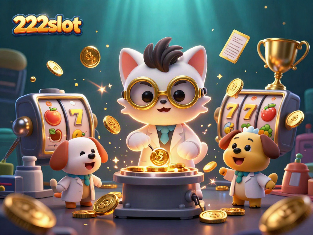 Mainkan slot online di 222slot, dengan kucing ilmuwan dan anjing asisten beraksi.