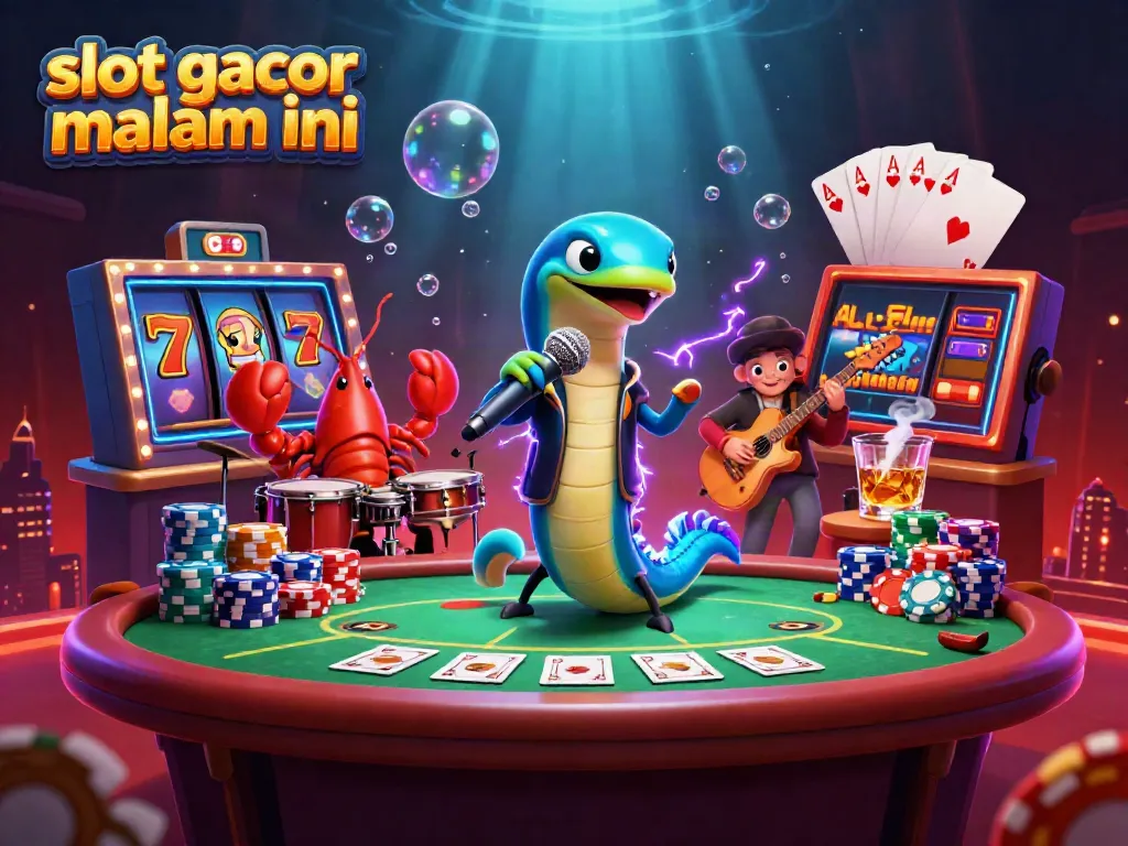 Visualisasi menarik tentang slot gacor malam ini di kasino bawah laut dengan karakter unik dan elemen permainan.