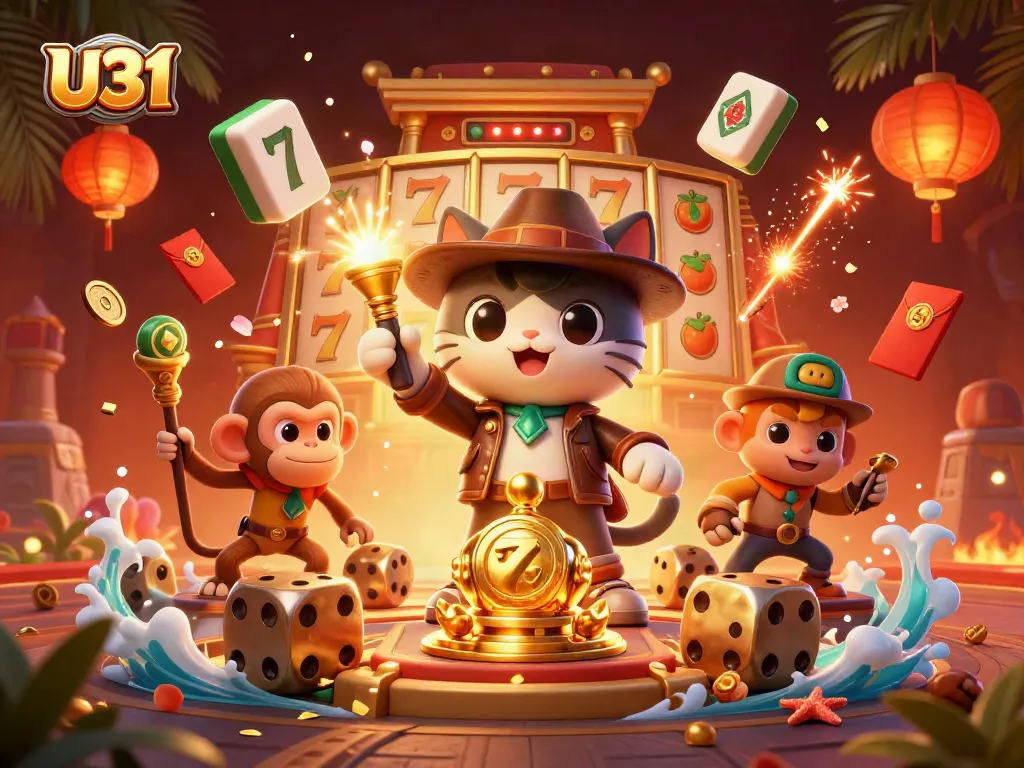 U31 platform showcases thrilling slot exploration with a cartoon archaeologist discovering treasures.