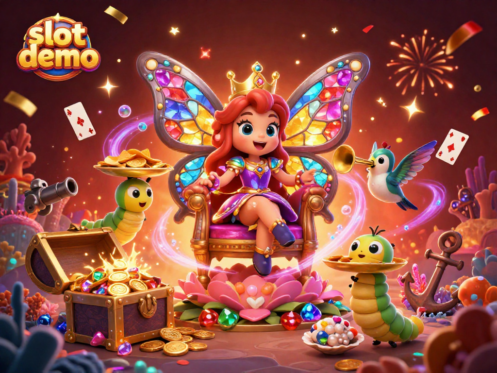 Tingkatkan pengalaman Anda dengan slot demo di Gacor123, menyajikan ilustrasi kasino penuh warna dan detail.