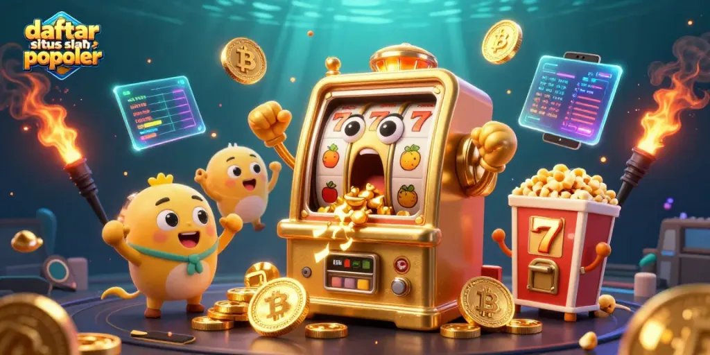 Slot gacor di daftar situs slot populer dengan mesin slot yang mengeluarkan koin emas.