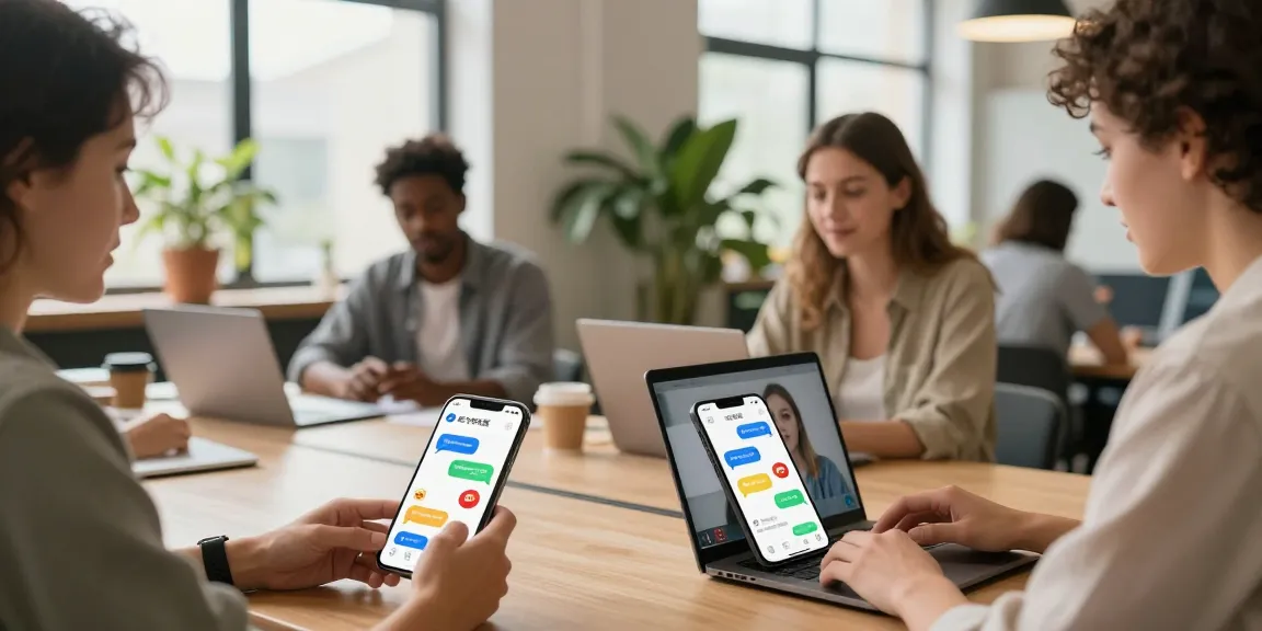 Users engaging in lively discussions through 纸飞机中文版 app in a modern coworking space, showcasing communication and collaboration.