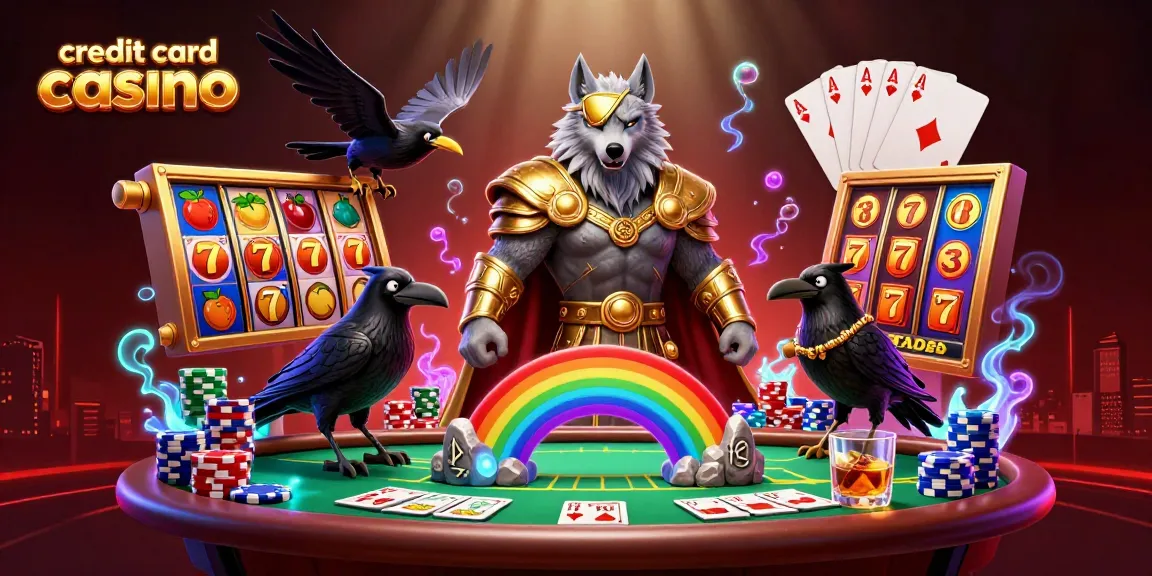 Experience the thrill of a credit card casino with dynamic Norse characters amid vibrant gaming elements.