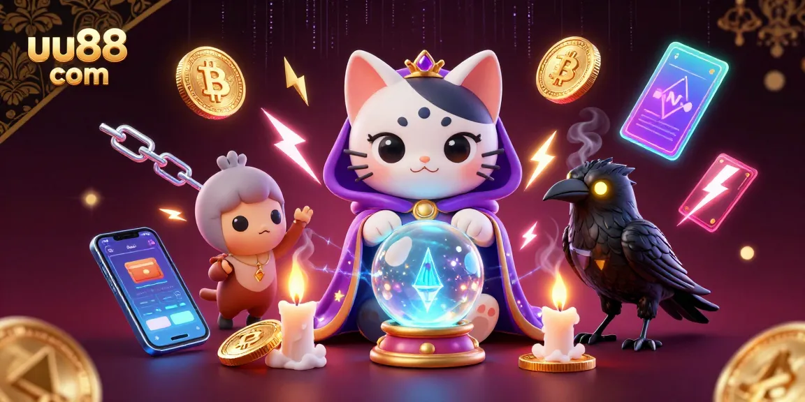 Engage with the vibrant gaming world of uu88 com through an enchanting scene filled with iconic casino symbols and dynamic characters.
