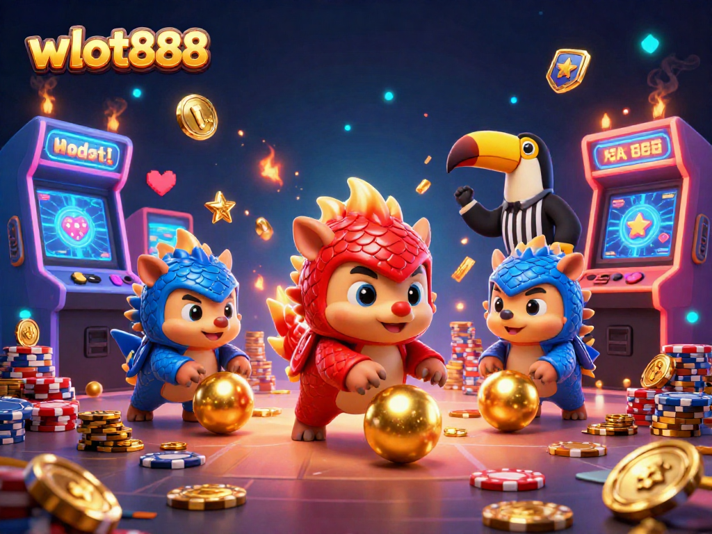 Mainkan wslot888 dengan pangolin kartun rival yang bertanding dalam permainan kasino berwarna-warni.