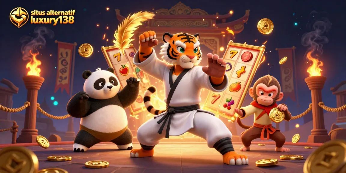 Engage with situs alternatif luxury138 for a thrilling slot adventure in this vibrant 3D casino illustration.