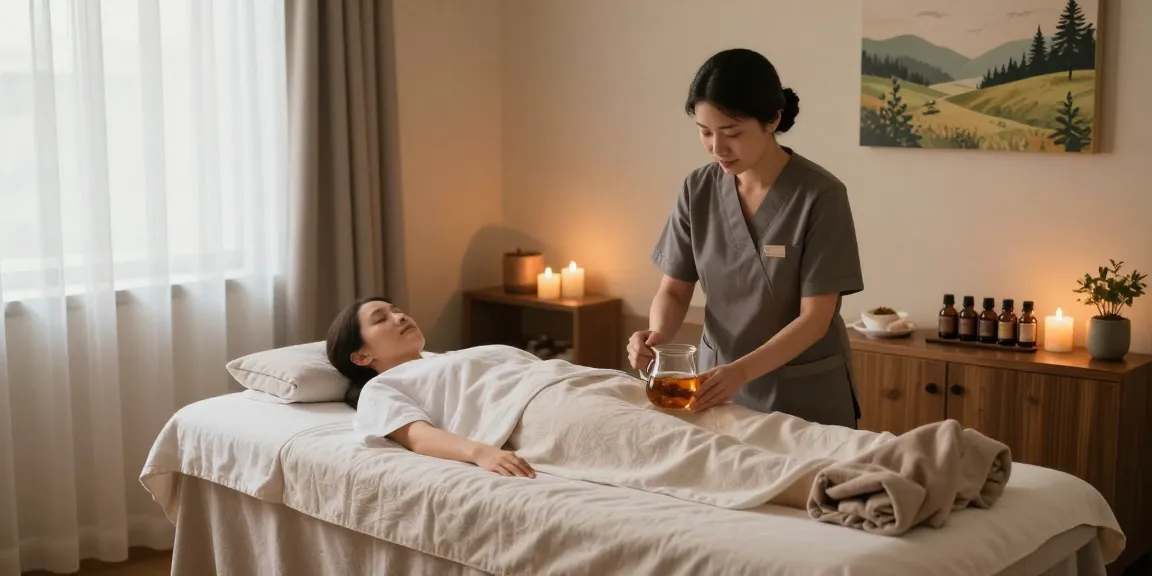 Relaxing 1인샵 massage therapy room with calming decor and aromatherapy.