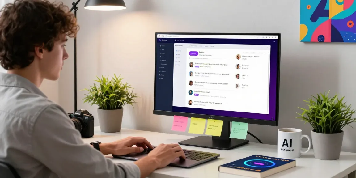 Kobold AI workspace with developer using laptop, showcasing advanced chatbot interface in a modern tech environment.