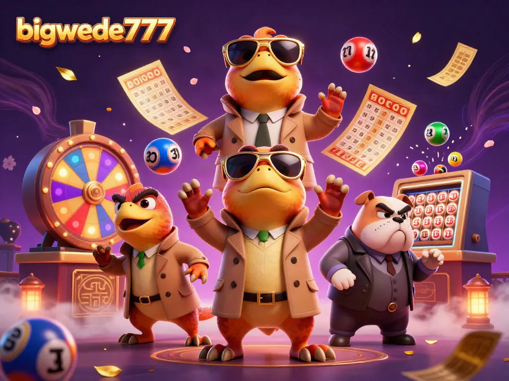 Engage with bigwede777 in a vibrant casino scene featuring animated raptors and dynamic game elements.