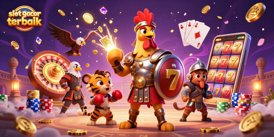 Menangkan jackpot di slot gacor terbaik dengan kolase karakter meriah dan permainan slot yang menarik.