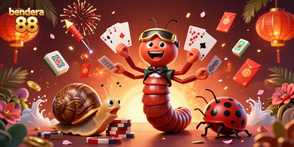 Menangkan permainan menarik bendera 88 dengan dealer kartun dan simbol keberuntungan di Casinonya