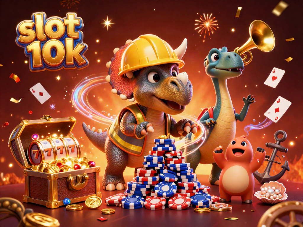 Celebrate your wins at slot 10k with an epic gaming scene featuring dinosaur-themed fun!