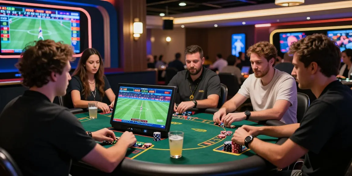 Dynamic online gambling scene showing players engaging while 瞭解內容 on live football betting.