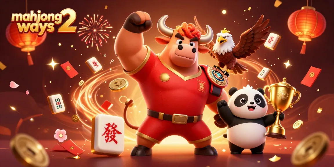 Experience Mahjong Ways 2 with a victorious scene of animated characters and festive elements.