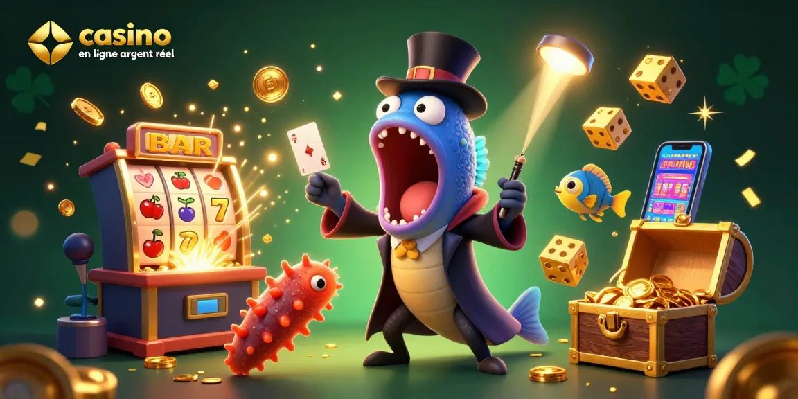 Magicien en ligne : le gulper eel et l'anguille, au sein d'un casino en ligne argent réel flamboyant.