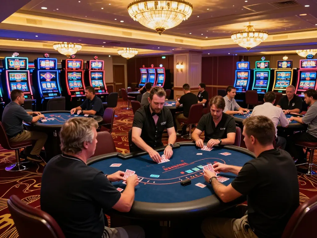 Players enjoying engaging games at the migliori casino online stranieri, showcasing vibrant casino atmosphere and excitement.