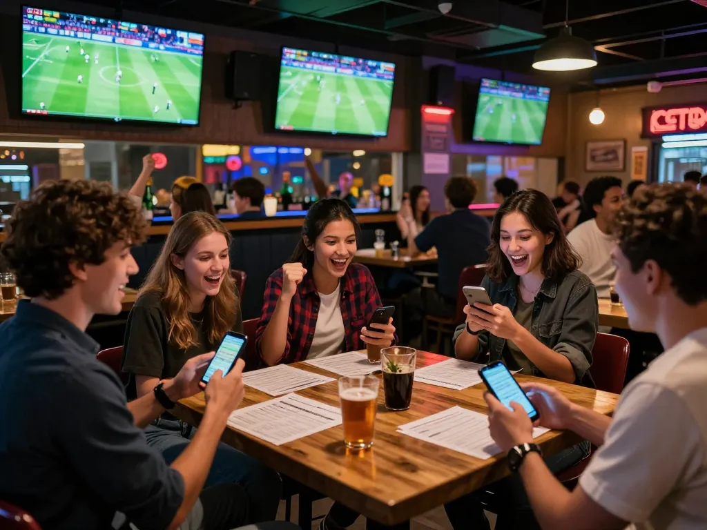 Trực tiếp bóng đá CakhiaTV showcased in lively sports betting scene with excited fans placing bets.