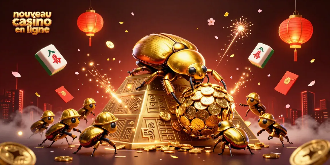 L'expérience ludique au nouveau casino en ligne avec des pièces d'or et des décorations festives.