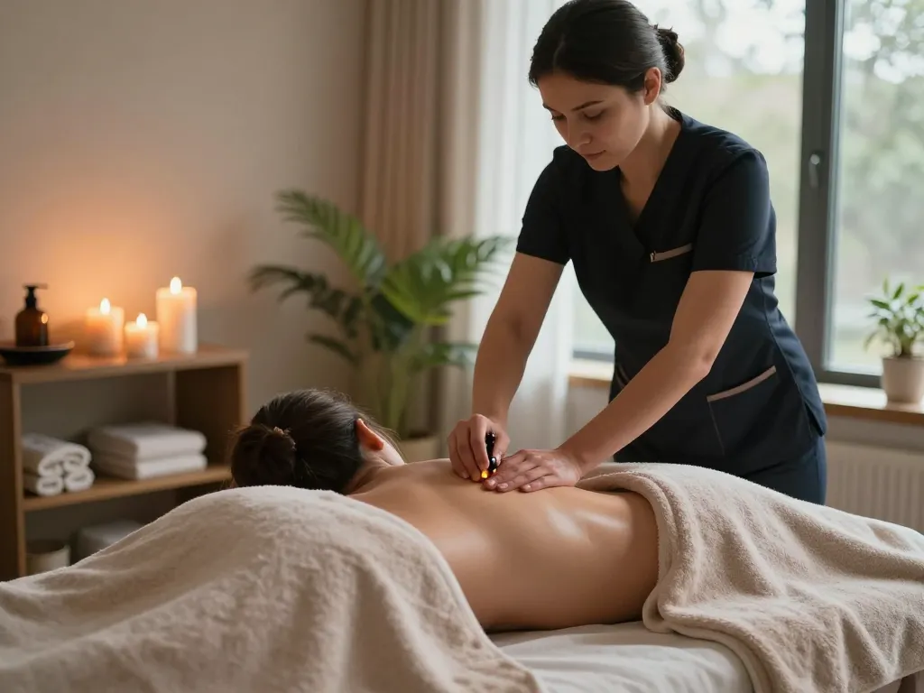 Relaxing Swedish massage session with aromatic oils in a tranquil spa setting.
