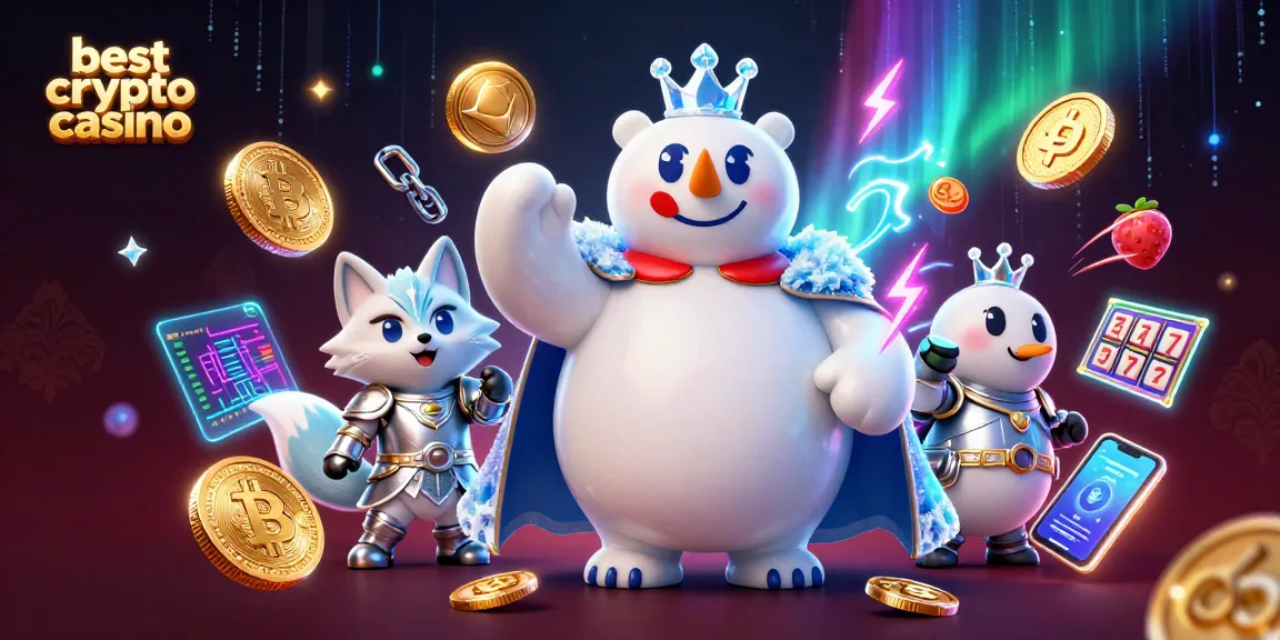 Plongez dans l'univers des meilleurs casinos crypto avec ce roi des glaces et son renard argenté.