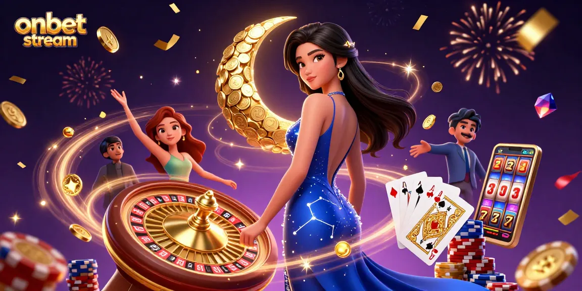 Experience thrilling games at onbet stream with a stunning casino scene full of action and excitement.