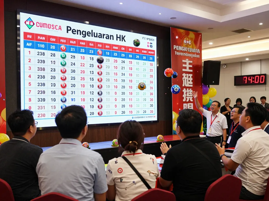 Exciting Pengeluaran HK lottery results live event with diverse players and spinning balls.